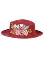 Artisanal Hand Painted Hat Suede Wine 603821 - BELLEZA'S - Artisanal Hand Painted Hat Suede Wine 603821 - DAMA - 60382101