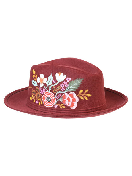 Artisanal Hand Painted Hat Suede Wine 603821 - BELLEZA'S - Artisanal Hand Painted Hat Suede Wine 603821 - DAMA - 60382101