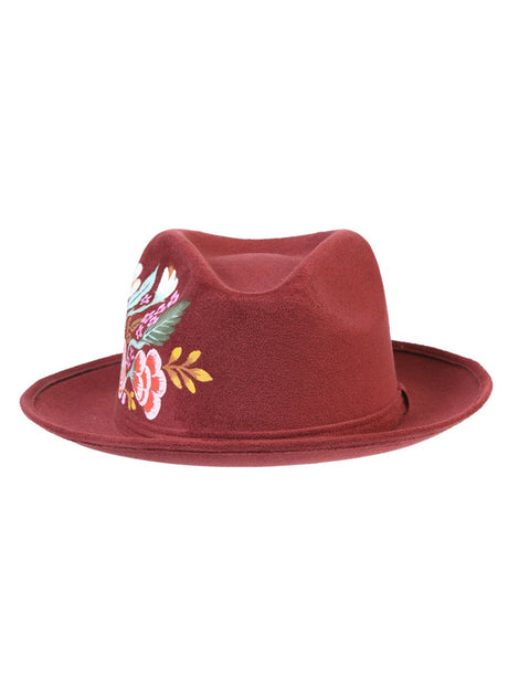 Artisanal Hand Painted Hat Suede Wine 603821 - BELLEZA'S - Artisanal Hand Painted Hat Suede Wine 603821 - DAMA - 60382101