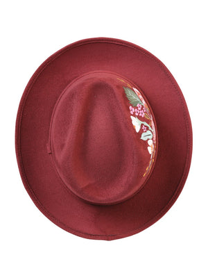 Artisanal Hand Painted Hat Suede Wine 603821 - BELLEZA'S - Artisanal Hand Painted Hat Suede Wine 603821 - DAMA - 60382101