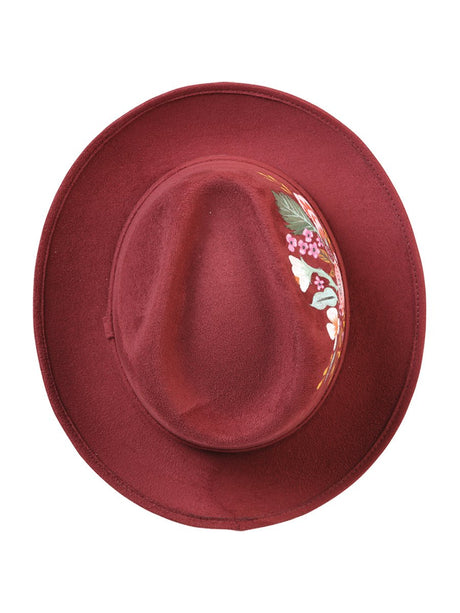 Artisanal Hand Painted Hat Suede Wine 603821 - BELLEZA'S - Artisanal Hand Painted Hat Suede Wine 603821 - DAMA - 60382101