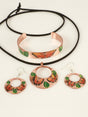 Artisanal Hand Painted Set Earrings - Necklace - Bracelet Copper 603402 - BELLEZA'S - Artisanal Hand Painted Set Earrings - Necklace - Bracelet Copper 603402 - Women's Earrings - 60340201