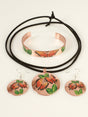 Artisanal Hand Painted Set Earrings - Necklace - Bracelet Copper 603403 - BELLEZA'S - Artisanal Hand Painted Set Earrings - Necklace - Bracelet Copper 603403 - Women's Earrings - 60340301