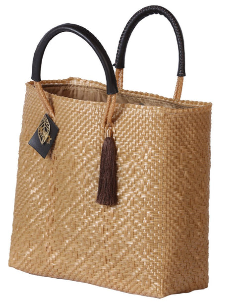 Artisanal Handbag 100% Polyethylene Brown 602124 - BELLEZA'S - Artisanal Handbag 100% Polyethylene Brown 602124 - DAMA - 60212401