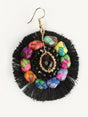 Artisanal Handcrafted Earrings Palm - Silk Thread Black 603248 - BELLEZA'S - Artisanal Handcrafted Earrings Palm - Silk Thread Black 603248 - Women's Earrings - 60324801
