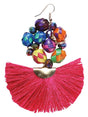 Artisanal Handcrafted Earrings Palm - Silk Thread Fuchsia 602572 - BELLEZA'S - Artisanal Handcrafted Earrings Palm - Silk Thread Fuchsia 602572 - DAMA - 60257201