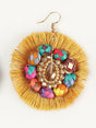Artisanal Handcrafted Earrings Palm - Silk Thread Gold 603250 - BELLEZA'S - Artisanal Handcrafted Earrings Palm - Silk Thread Gold 603250 - Women's Earrings - 60325001