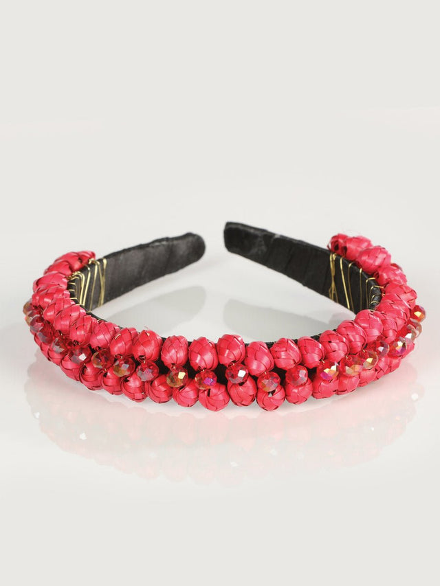 Artisanal Handcrafted Headband 100% Leaf Palm Red 603275 - BELLEZA'S - Artisanal Handcrafted Headband 100% Leaf Palm Red 603275 - DAMA - 60327501