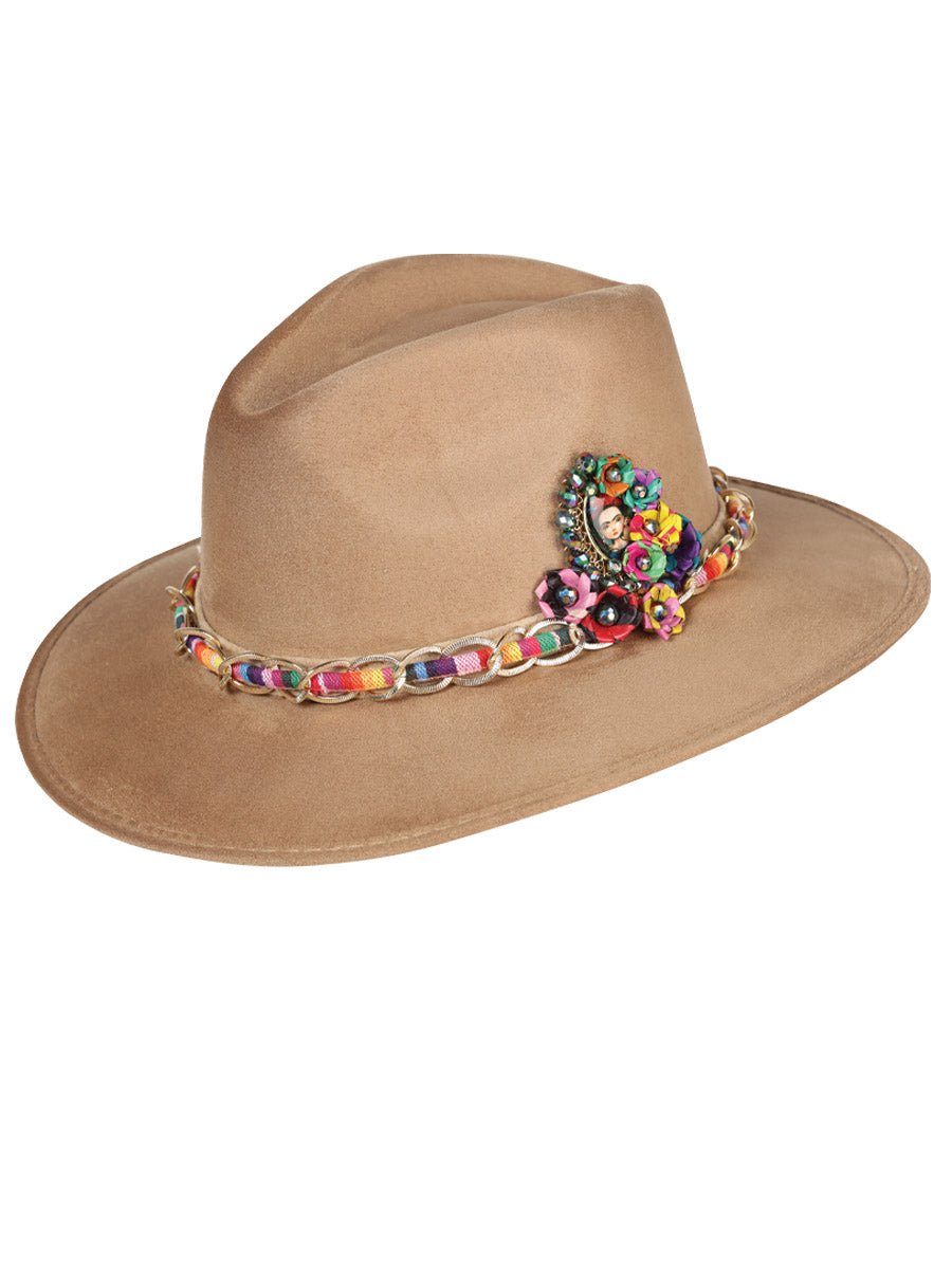 Artisanal Hat Frida Medallion Suede Mocha 603667 - BELLEZA'S - Artisanal Hat Frida Medallion Suede Mocha 603667 - DAMA - 60366701