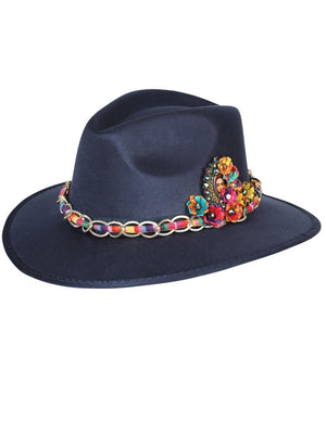 Artisanal Hat Frida Medallion Suede Navy Blue 603666 - BELLEZA'S - Artisanal Hat Frida Medallion Suede Navy Blue 603666 - DAMA - 60366601