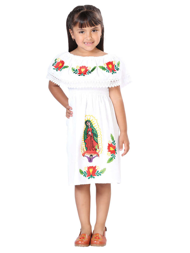 Artisanal Mexican Dress 100% Cotton White 603082 - BELLEZA'S - Artisanal Mexican Dress 100% Cotton White 603082 - NIÑA - 60308201
