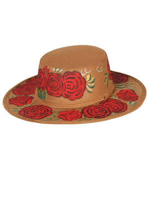 Artisanal Mexican Hand - Painted Hat Suede Black 603721 - BELLEZA'S - Artisanal Mexican Hand - Painted Hat Suede Black 603721 - DAMA - 60372101