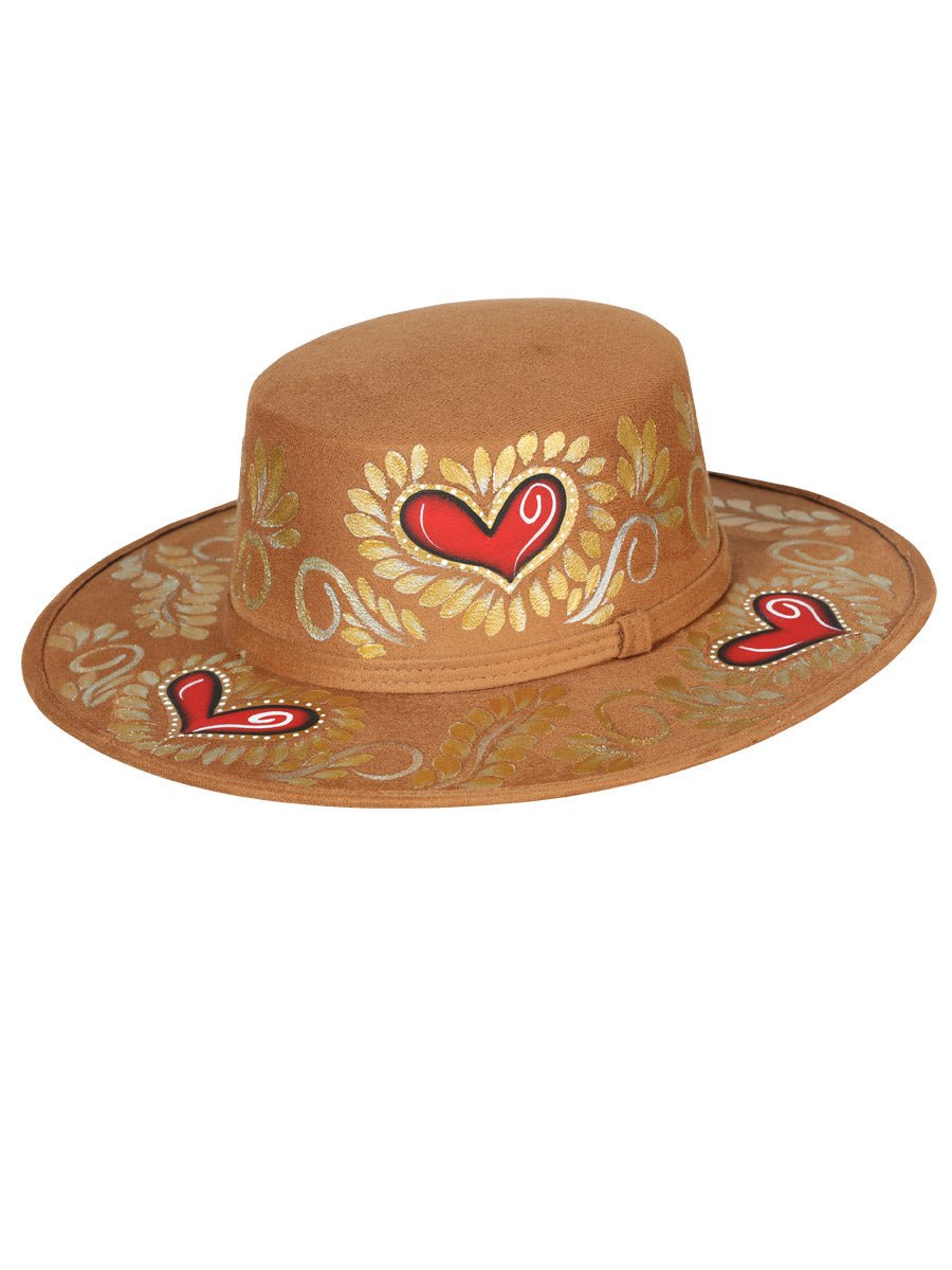 Artisanal Mexican Hand - Painted Hat Suede Black 603723 - BELLEZA'S - Artisanal Mexican Hand - Painted Hat Suede Black 603723 - DAMA - 60372301