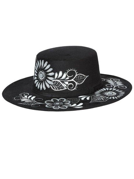 Artisanal Mexican Hand - Painted Hat Suede Black 603725 - BELLEZA'S - Artisanal Mexican Hand - Painted Hat Suede Black 603725 - DAMA - 60372501