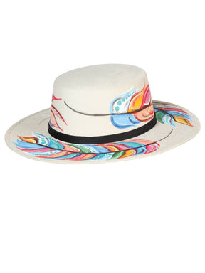 Artisanal Mexican Hand - Painted Hat Suede Black 603728 - BELLEZA'S - Artisanal Mexican Hand - Painted Hat Suede Black 603728 - DAMA - 60372801