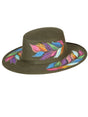 Artisanal Mexican Hand - Painted Hat Suede Black 603730 - BELLEZA'S - Artisanal Mexican Hand - Painted Hat Suede Black 603730 - DAMA - 60373001