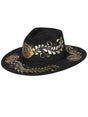 Artisanal Mexican Hand - Painted Hat Suede Black 603737 - BELLEZA'S - Artisanal Mexican Hand - Painted Hat Suede Black 603737 - DAMA - 60373701