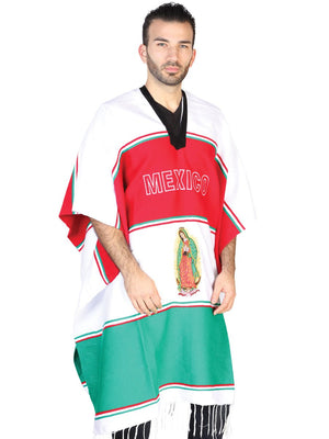 Artisanal Mexican Poncho 100% Acrylan Tricolor 602561 - BELLEZA'S - Artisanal Mexican Poncho 100% Acrylan Tricolor 602561 - CABALLERO - 60256101