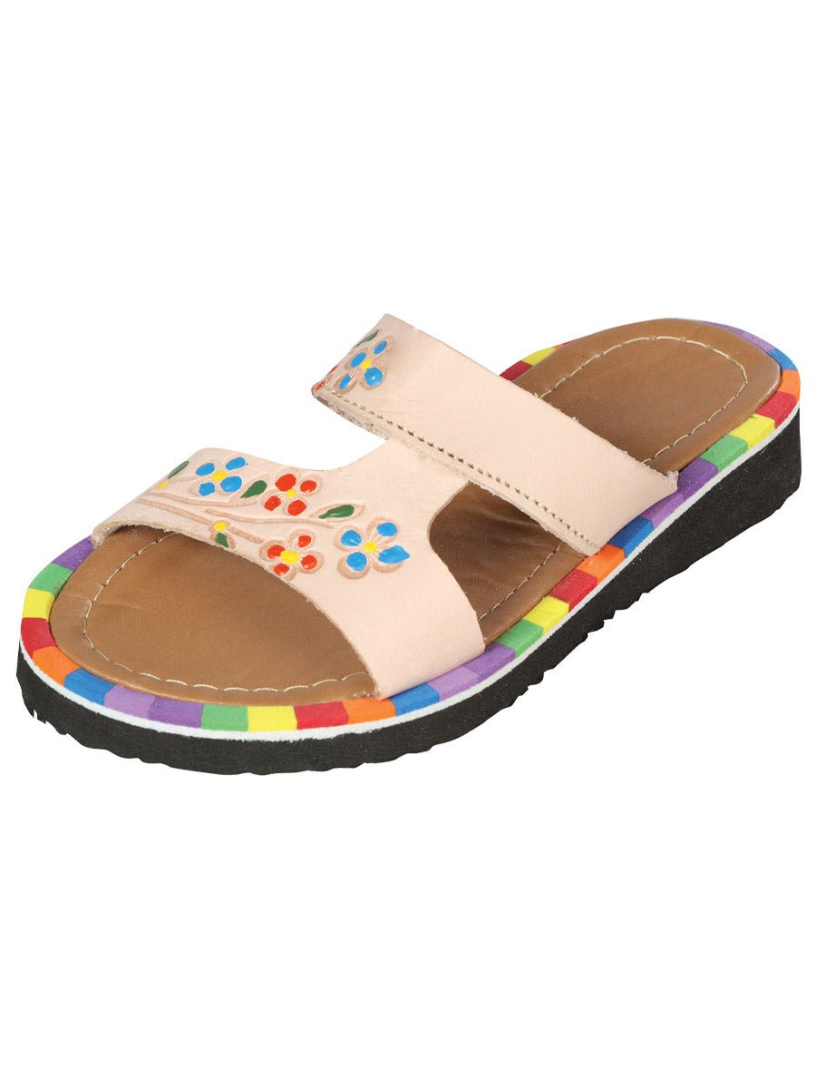 Artisanal Mexican Sandals Leather Beige 603387 - BELLEZA'S - Artisanal Mexican Sandals Leather Beige 603387 - NIÑA - 60338701