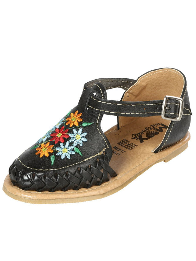 Artisanal Mexican Sandals Leather Black 603481 - BELLEZA'S - Artisanal Mexican Sandals Leather Black 603481 - NIÑA - 60348101