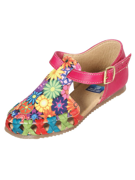 Artisanal Mexican Sandals Leather Fuchsia 603282 - BELLEZA'S - Artisanal Mexican Sandals Leather Fuchsia 603282 - NIÑA - 60328201
