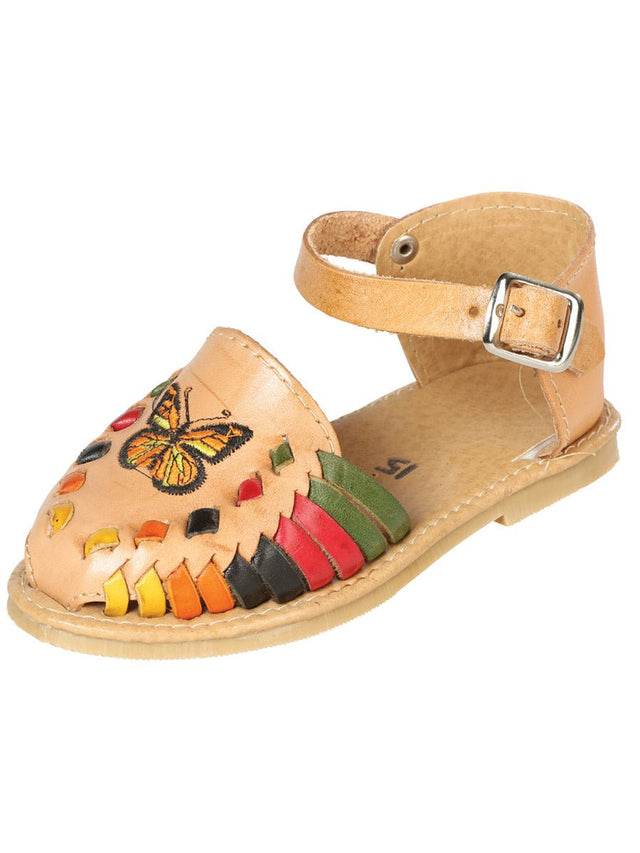 Artisanal Mexican Sandals Leather Tan 603480 - BELLEZA'S - Artisanal Mexican Sandals Leather Tan 603480 - NIÑA - 60348001