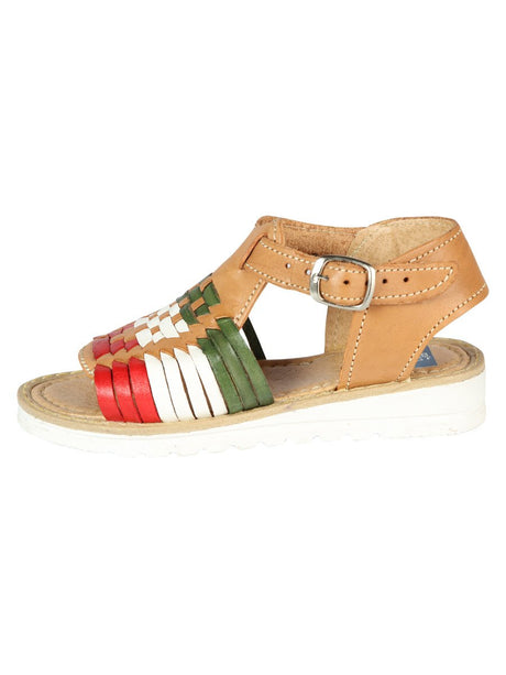 Artisanal Mexican Sandals Leather Tricolor 603943 - BELLEZA'S - Artisanal Mexican Sandals Leather Tricolor 603943 - NIÑA - 60394301