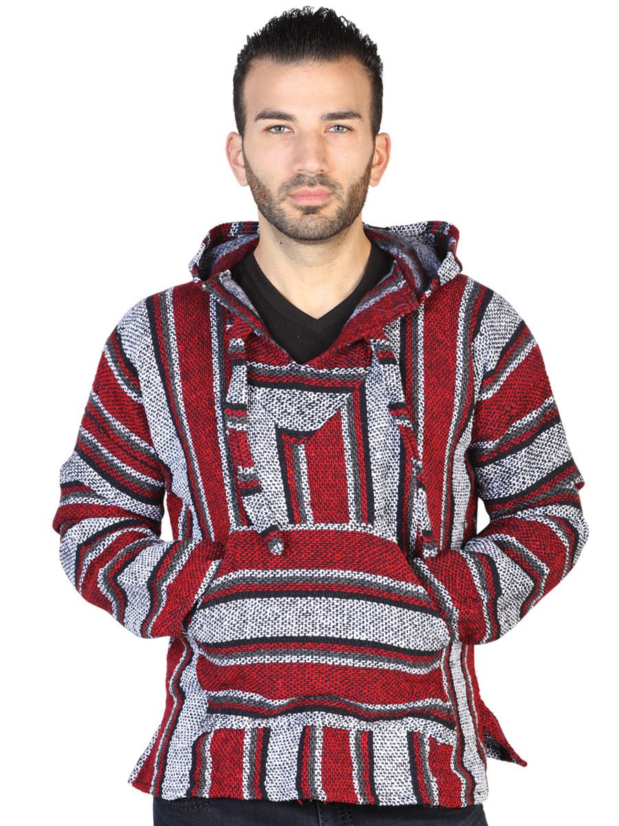 Artisanal Mexican Sweatshirt 100% Acrylan Red 602557 - BELLEZA'S - Artisanal Mexican Sweatshirt 100% Acrylan Red 602557 - UNISEX - 60255701