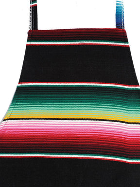 Artisanal Mexican Zarape Apron 100% Acrylan Black 603579 - BELLEZA'S - Artisanal Mexican Zarape Apron 100% Acrylan Black 603579 - DAMA - 60357901