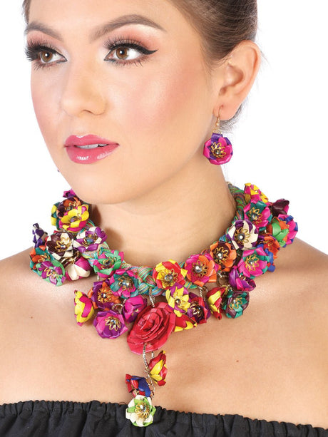 Artisanal Set Earrings - Necklace Palm Multicolor 602377 - BELLEZA'S - Artisanal Set Earrings - Necklace Palm Multicolor 602377 - DAMA - 60237701