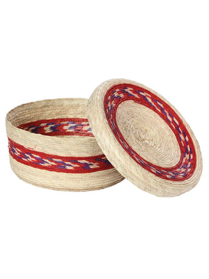 Artisanal Tortilla Warmer 100% Palm Leaf Natural/Red 602932 - BELLEZA'S - Artisanal Tortilla Warmer 100% Palm Leaf Natural/Red 602932 - UNISEX - 60293201