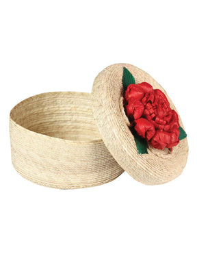 Artisanal Tortilla Warmer 100% Palm Leaf Red Flower 604110 - BELLEZA'S - Artisanal Tortilla Warmer 100% Palm Leaf Red Flower 604110 - UNISEX - 60411001