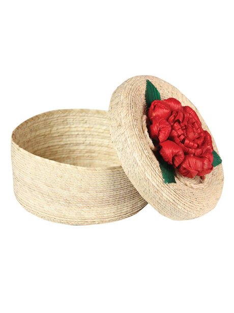 Artisanal Tortilla Warmer 100% Palm Leaf Red Flower 604110 - BELLEZA'S - Artisanal Tortilla Warmer 100% Palm Leaf Red Flower 604110 - UNISEX - 60411001