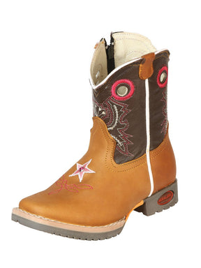 Babies Genuine Leather Western Rodeo Cowboy Jar Boots 'El General' Honey 126580 - BELLEZA'S - Babies Genuine Leather Western Rodeo Cowboy Jar Boots 'El General' Honey 126580 - Kid's Boots - 12658001