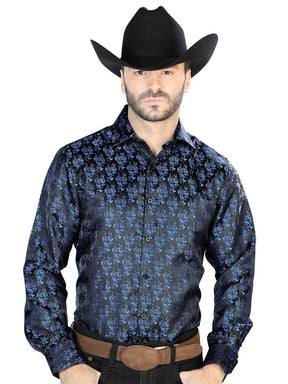 Black And Blue Casual Long Sleeve Shirt 43707 - BELLEZA'S - Black And Blue Casual Long Sleeve Shirt 43707 - CABALLERO - 04370701