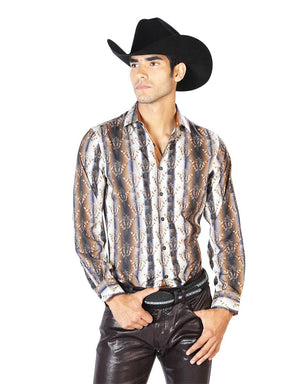 Black And Brown Casual Long Sleeve Shirt 43546 - BELLEZA'S - Black And Brown Casual Long Sleeve Shirt 43546 - CABALLERO - 04354601