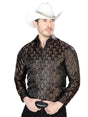 Black And Gold Casual Long Sleeve Shirt 43759 - BELLEZA'S - Black And Gold Casual Long Sleeve Shirt 43759 - CABALLERO - 04375901