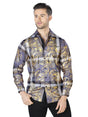 Black And Gold Casual Long Sleeve Shirt 44022 - BELLEZA'S - Black And Gold Casual Long Sleeve Shirt 44022 - Mens Shirt - 04402201
