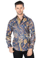 Black And Gold Silver Casual Long Sleeve Shirt 44051 - BELLEZA'S - Black And Gold Silver Casual Long Sleeve Shirt 44051 - CABALLERO - 04405101