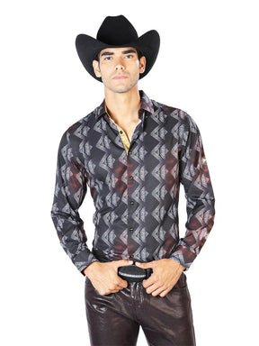 Black And Gray Casual Long Sleeve Shirt 43548 - BELLEZA'S - Black And Gray Casual Long Sleeve Shirt 43548 - CABALLERO - 04354801