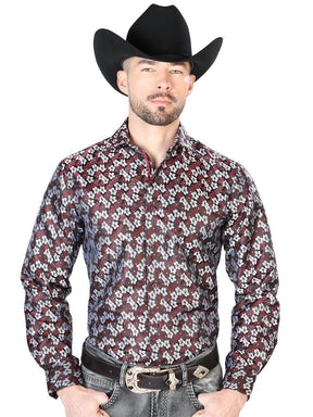 Black And Red Casual Long Sleeve Shirt 43713 - BELLEZA'S - Black And Red Casual Long Sleeve Shirt 43713 - CABALLERO - 04371301