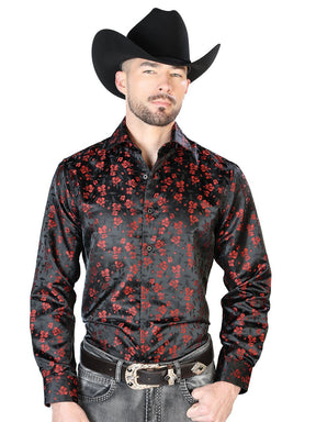 Black And Red Casual Long Sleeve Shirt 43742 - BELLEZA'S - Black And Red Casual Long Sleeve Shirt 43742 - CABALLERO - 04374201