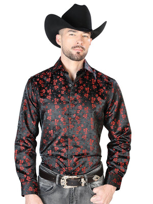 Black And Red Casual Long Sleeve Shirt 43742 - BELLEZA'S - Black And Red Casual Long Sleeve Shirt 43742 - CABALLERO - 04374201
