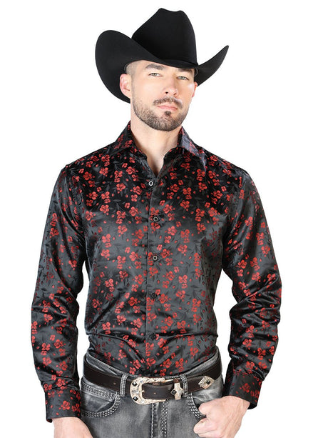 Black And Red Casual Long Sleeve Shirt 43742 - BELLEZA'S - Black And Red Casual Long Sleeve Shirt 43742 - CABALLERO - 04374201