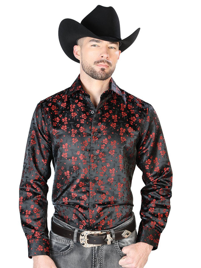 Black And Red Casual Long Sleeve Shirt 43742 - BELLEZA'S - Black And Red Casual Long Sleeve Shirt 43742 - CABALLERO - 04374201