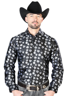 Black And White Casual Long Sleeve Shirt 43710 - BELLEZA'S - Black And White Casual Long Sleeve Shirt 43710 - CABALLERO - 04371001