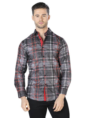 Black And White Casual Long Sleeve Shirt 44028 - BELLEZA'S - Black And White Casual Long Sleeve Shirt 44028 - Mens Shirt - 04402801