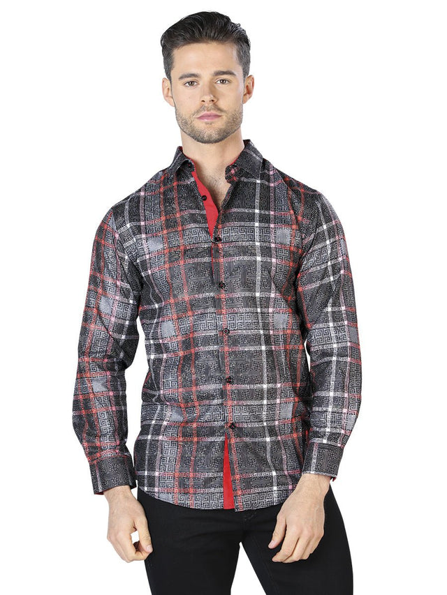 Black And White Casual Long Sleeve Shirt 44028 - BELLEZA'S - Black And White Casual Long Sleeve Shirt 44028 - Mens Shirt - 04402801