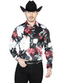Black And White Flowers Casual Long Sleeve Shirt 43670 - BELLEZA'S - Black And White Flowers Casual Long Sleeve Shirt 43670 - CABALLERO - 04367001
