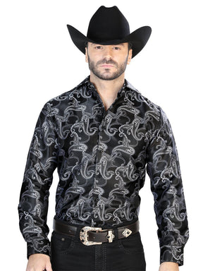Black Casual Long Sleeve Shirt 43754 - BELLEZA'S - Black Casual Long Sleeve Shirt 43754 - CABALLERO - 04375401